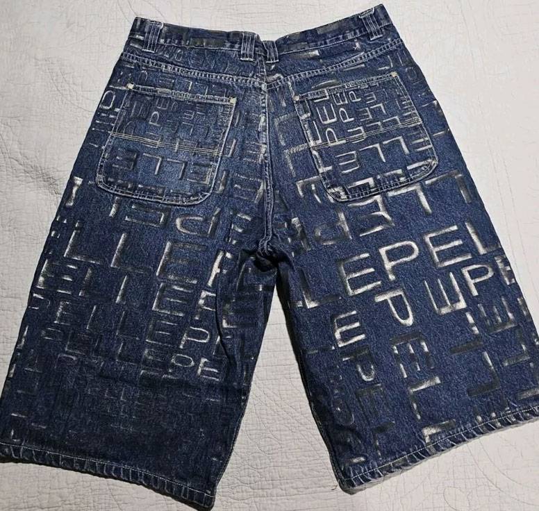 Vintage Pelle Pelle Printed Blue Demin Jorts