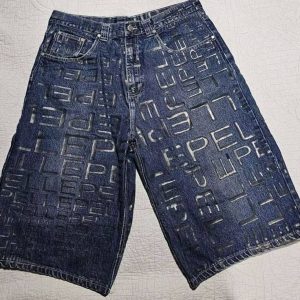 Vintage Pelle Pelle Printed Blue Demin Shorts