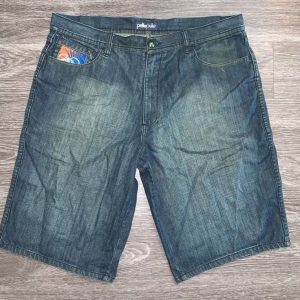 Vintage Pelle Pelle Skull Embroidered Denim Shorts