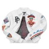 White Pelle Pelle American Bruiser White Plush Women Crop Leather Jacket
