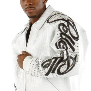 White Pelle Pelle Shoulder Crest Script Jacket