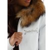Women Classic Pelle Pelle White Fur Hood Leather Jacket