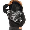 Women Pelle Pelle 1978 Eye Candy Fur Hood Black Jacket