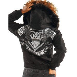 Women Pelle Pelle 1978 Eye Candy Fur Hood Black Jacket