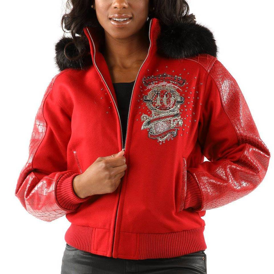 Women Pelle Pelle 40th Anniversary Red Fur Hood Jacket