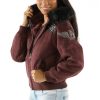 Women Pelle Pelle Airborne Maroon Fur Hood Jacket