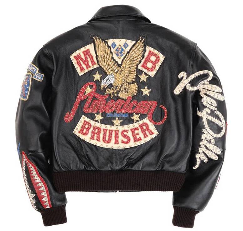 Women Pelle Pelle American Bruiser Black Plush Crop Leather Jacket