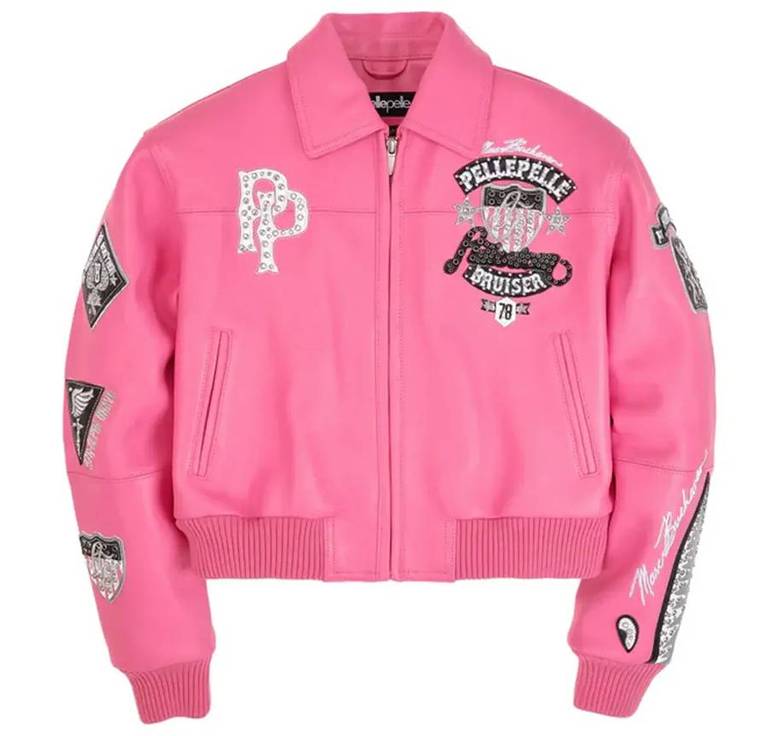 Pelle Pelle American Bruiser Pink Plush Women Crop Jacket