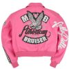 Women Pelle Pelle American Bruiser Pink Plush Crop Leather Jacket