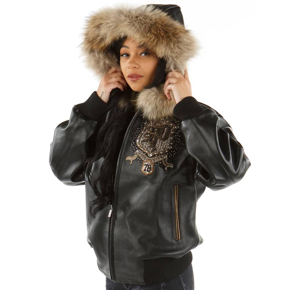 Women Pelle Pelle Black Legendary MB 1978 Fur Hood Jacket