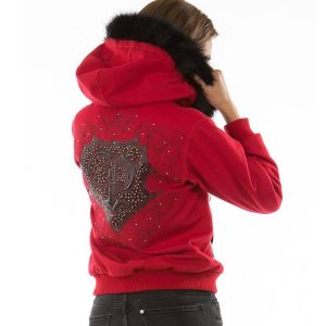 Women Pelle Pelle Double PP Red Fur Hood Wool Jacket