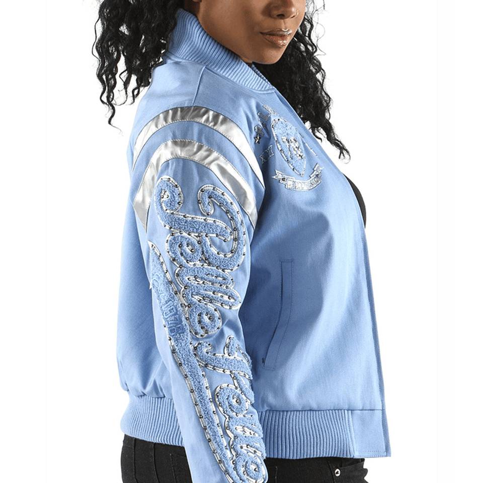 Women Pelle Pelle Eclipse Varsity Sky Blue Jacket