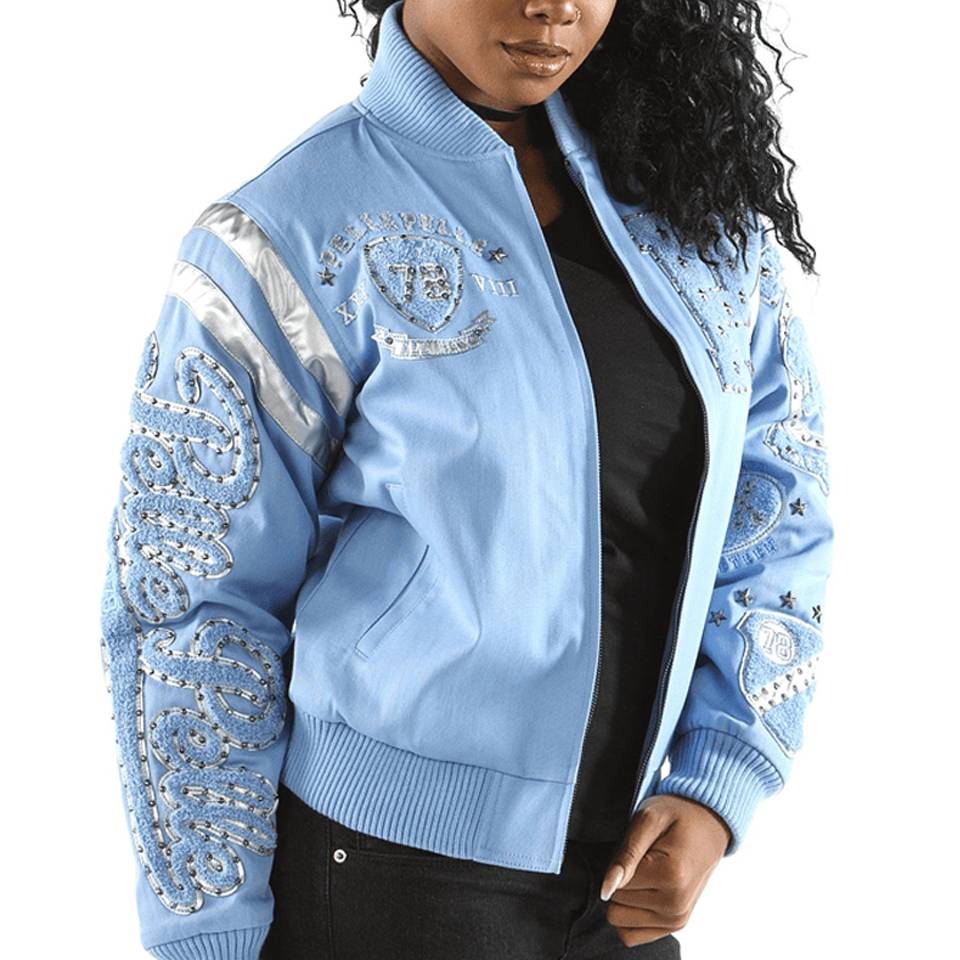 Women Pelle Pelle Eclipse Varsity Sky Blue Wool Jacket