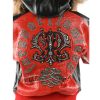 Women Pelle Pelle Forever Fearless Fur Hood Red Leather Jacket