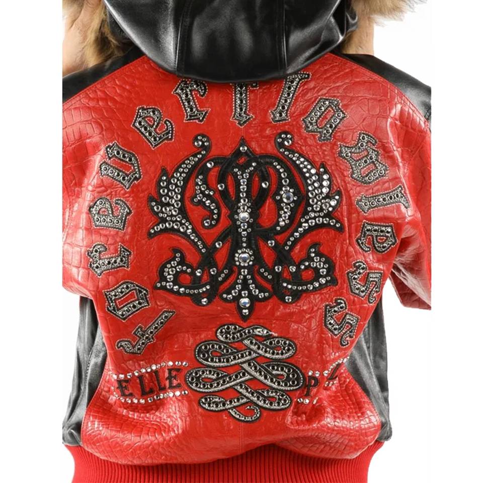 Women Pelle Pelle Forever Fearless Fur Hood Red Leather Jacket