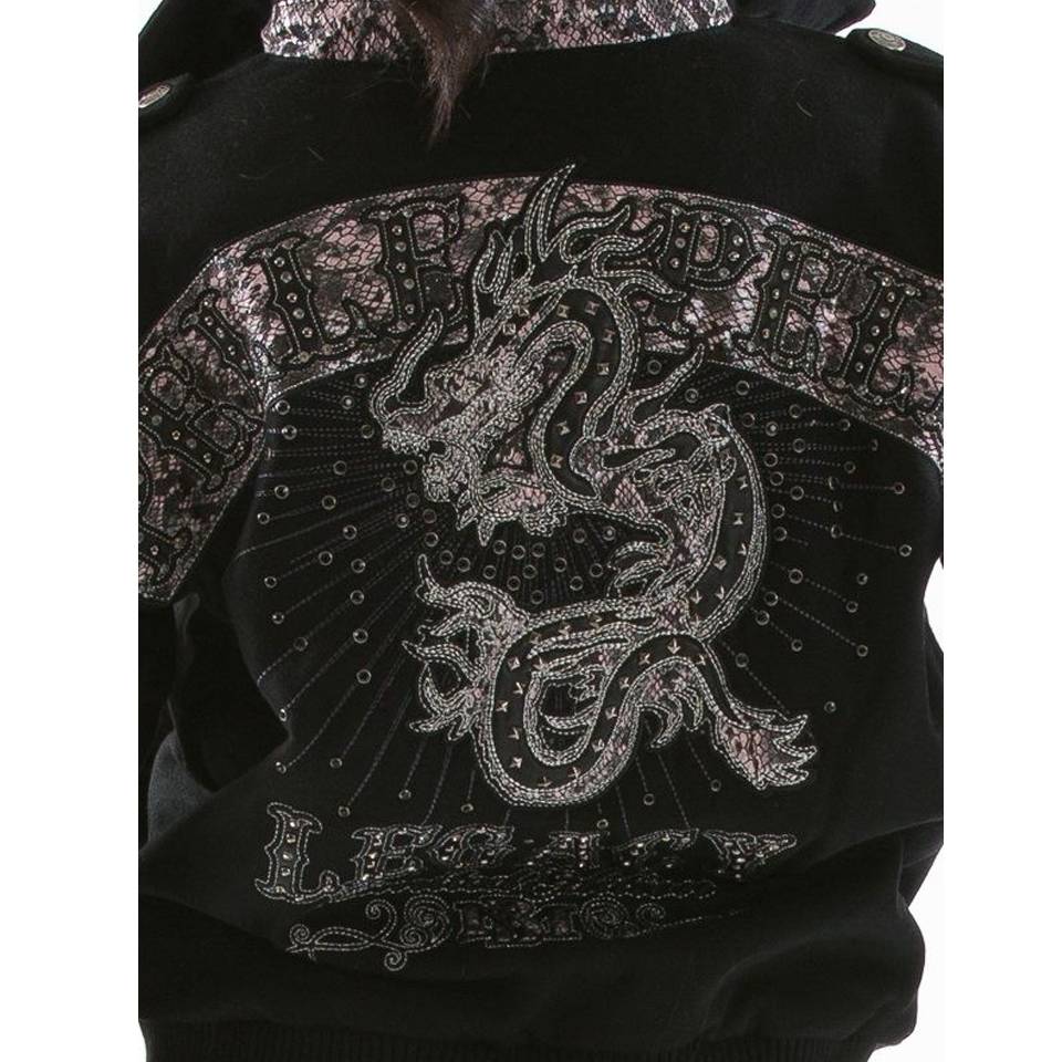Women Pelle Pelle Legacy Dragon Encrusted Black Wool Jacket