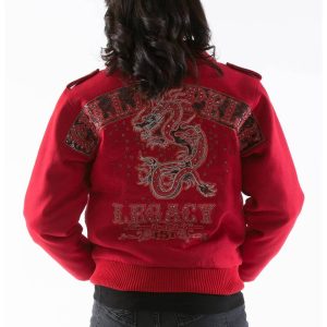 Women Pelle Pelle Legacy Dragon Encrusted Red Wool Jacket