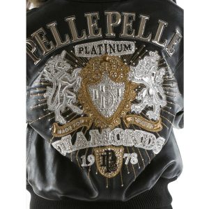 Women Pelle Pelle Platinum & Diamonds Black Fur Hood Leather Jacket