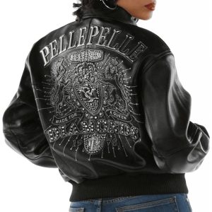 Women Pelle Pelle Platinum & Diamonds Black Leather Jacket