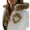 Women Pelle Pelle Platinum & Diamonds White Fur Hood Jacket