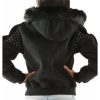 Women Pelle Pelle Queen Of Thrones Black Fur Hooded Wool Jacket