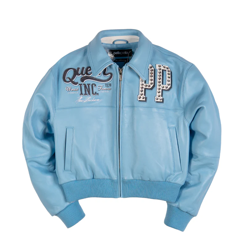 Women Pelle Pelle Queen Sky Blue Crop Jacket