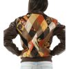 Women Pelle Pelle Retro Diamond Dark Brown Leather Jacket