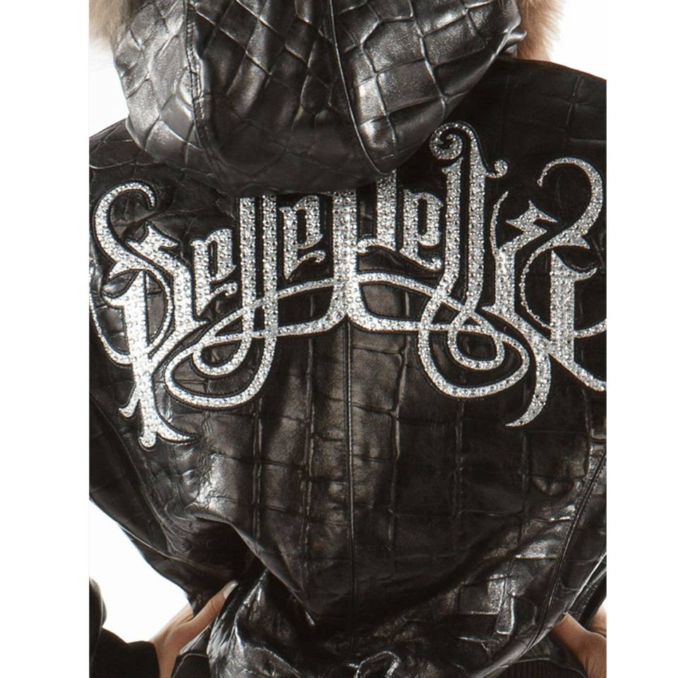 Women Pelle Pelle Royal in Black Fur Hooded Leather Jacket