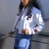 Women Pelle Pelle X TB Windy City MB White Genuine Leather Jacket