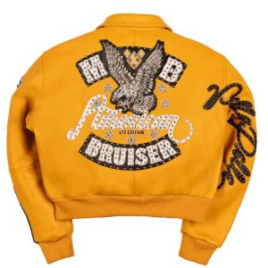 Women Pelle Pelle Yellow American Bruiser Women Crop Leather Jacket
