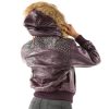 Women's Pelle Pelle Airborne Purple Fur Hood Leather Jacket