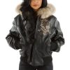Women's Pelle Pelle Black Legendary MB 1978 Fur Hood Leather Jacket