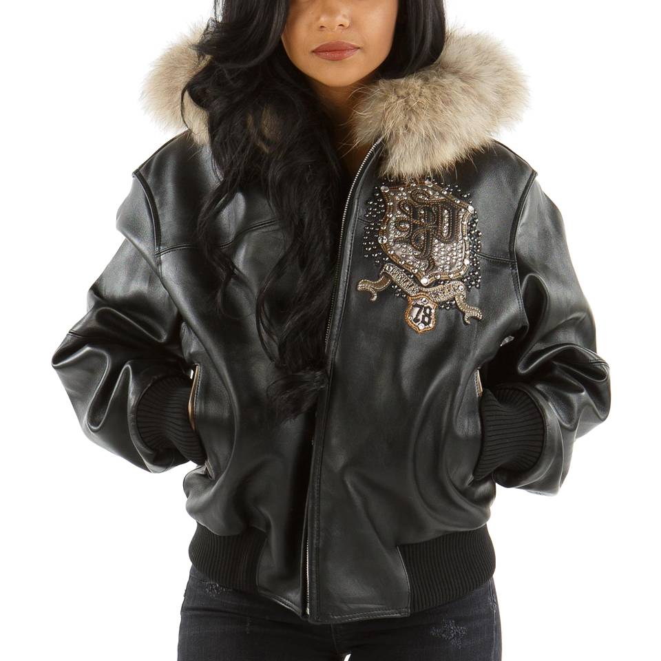 Women's Pelle Pelle Black Legendary MB 1978 Fur Hood Leather Jacket