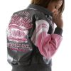 Women's Pelle Pelle Major League Grey & pink Leather Jacket