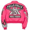 World Famous MB Pelle Pelle Pink Ladies Crop Leather Jacket